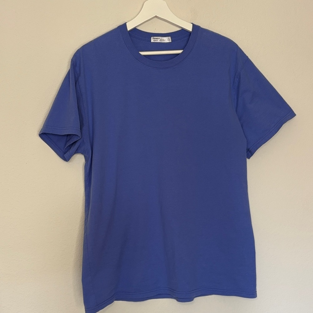 Hanes Originals 100% Cotton Short Sleeve Tee Bright Blue XL